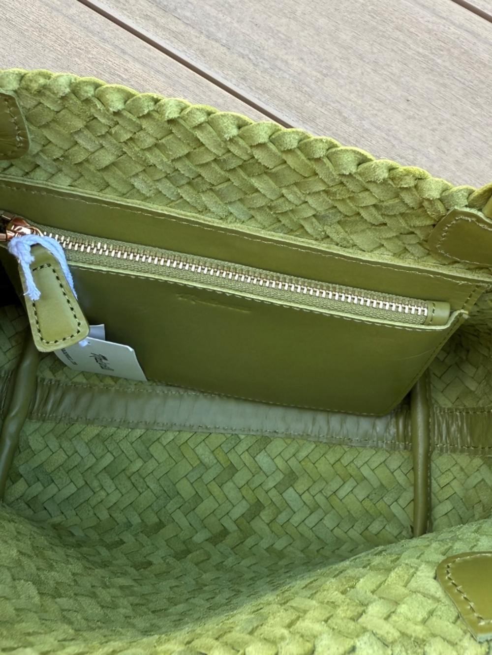 Madewell Woven Leather Mini Tote in Kiwi Green - Picture 3 of 4